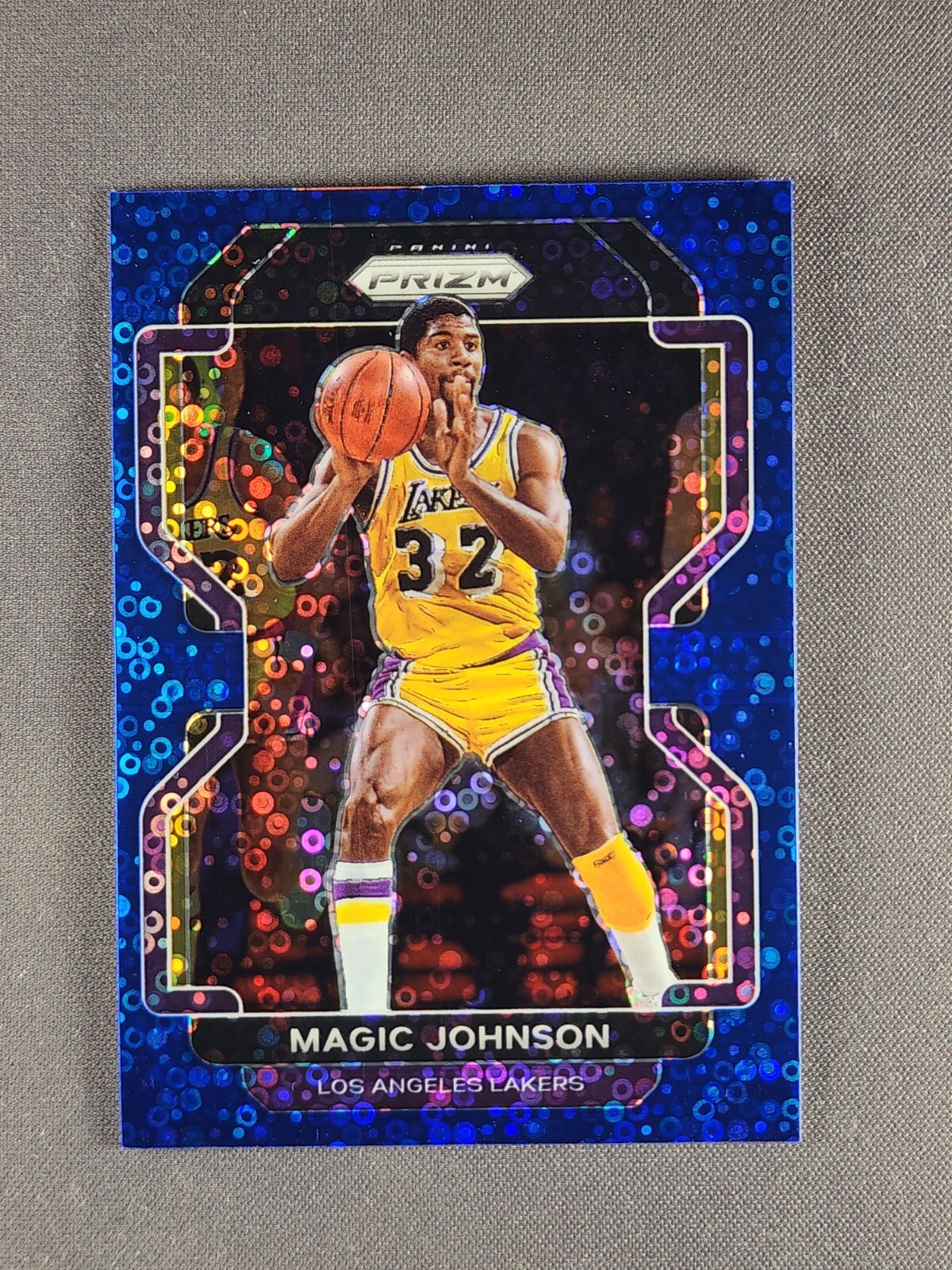 2021-22 Panini Prizm #248 Magic Johnson Blue Fast Break Disco /150