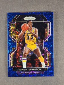 2021-22 Panini Prizm #248 Magic Johnson Blue Fast Break Disco /150