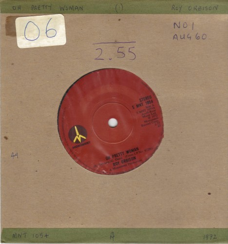 ROY ORBISON - OH PRETTY WOMAN c/w IT'S OVER 7" SINGLE VGC 1972 MONUMENT