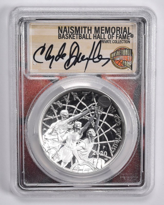 2020-P CLYDE DREXLER SIGNED Basketball HOF Commemorative Dollar PR70 PCGS *1073