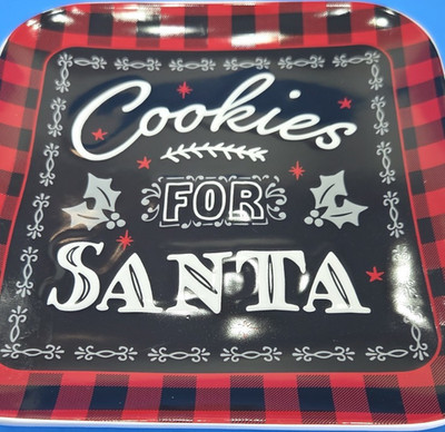 Holiday Time Buffalo Check Christmas Cookie Plate Red Black Earthenware Rect 9in