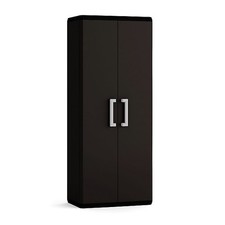 Keter Quadra Tall Utility Storage Cabinet Black Plastic 3 Shelf Indoor Outdoor