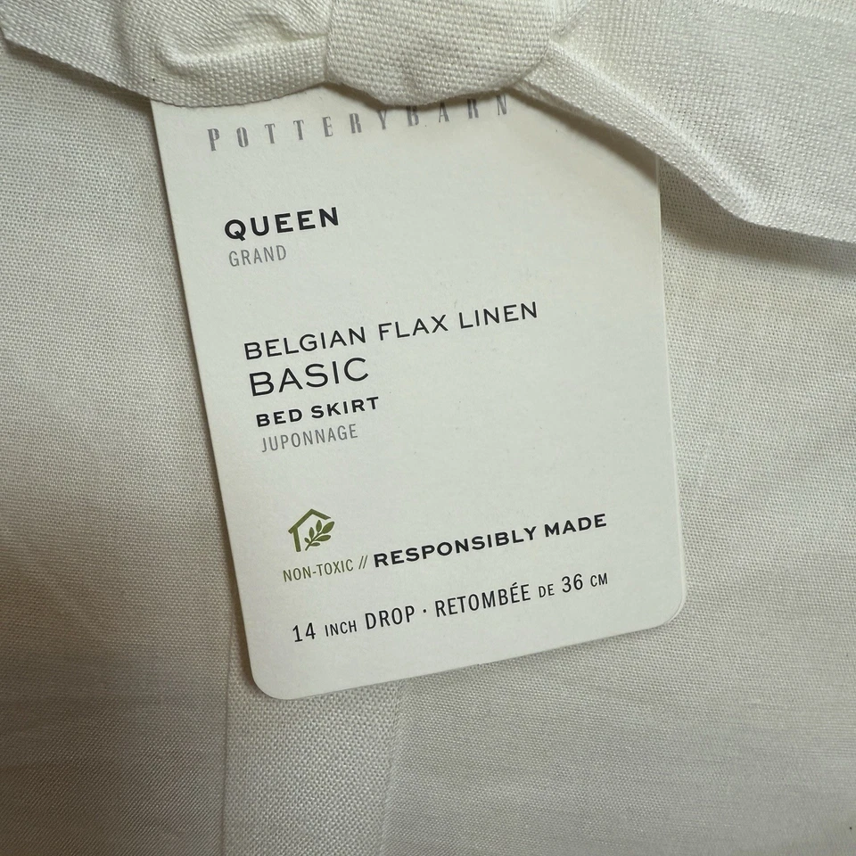 FALDA DE CAMA DE LINO BELGA GRANERO DE CERÁMICA, REINA ~ 14" CAÍDA ~ LINO Foto 4 de 4