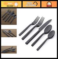 20-Piece Black Flatware Set for 4, 18/0 Stainless Steel, Mirror Finish, Dishwash