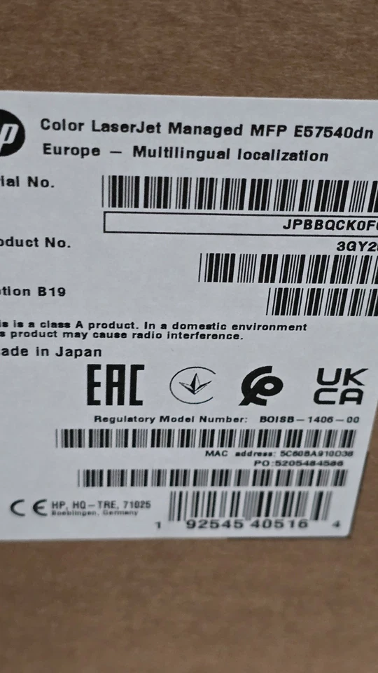 New HP Colour LaserJet Managed FLOW MFP E57540dn printer - Image 2 of 2