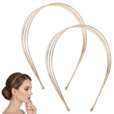 2PCS Multi Layers Gold Headbands, Gold Headbands for Women Multi Layers Metal...