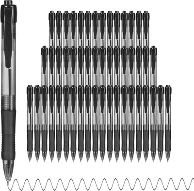 Pens Bulk, 50 Pack No Bleed Black Ink Click Pens with Soft Grip, Wholesale Retra