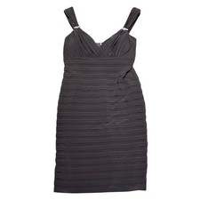 Xscape By Joanna Chen Women's Black Sheath Dress Embellished Shoulder Size 12