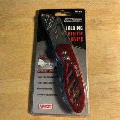 Tool Shop Folding Utility Knife with Blade Lock and easy Blade Change NEW