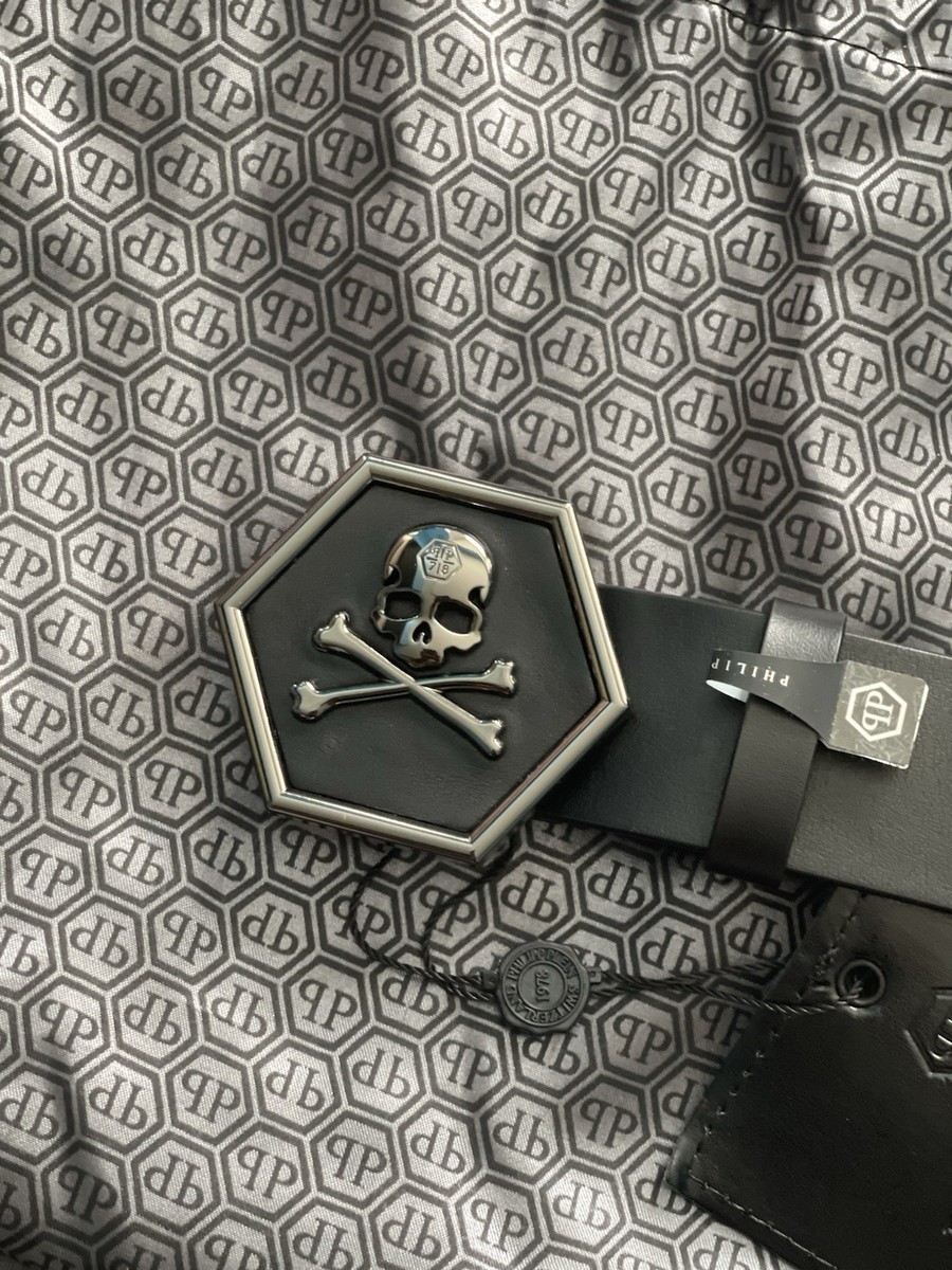 Philipp Plein Black Skull Hexagon Belt (100cm) | eBay