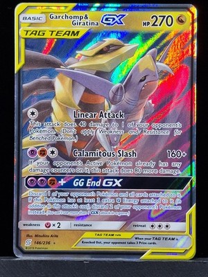 NM! Garchomp & Giratina GX (146/236) Unified Minds Tag Team Holo Pokemon Karte!