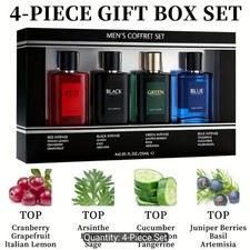 4-Piece Set, Men's Eau De Toilette Spray Gift Box, Long Lasting Fragrance, 4...