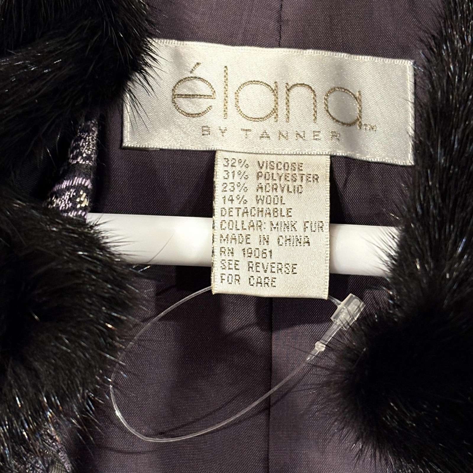 Vintage Elan By Tanner Coat Womens 14 Purple Paisley Mink Fur Collar Long NEW