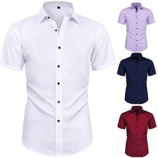 Men's short sleeved summer white shirt business shirt elastic top