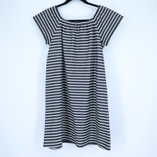 MADEWELL Melody Mini Dress Striped Blue and Ivory Off The Shoulder Women's M