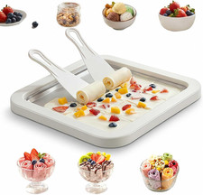 Rolled Ice Cream Maker Kit, DIY Ice Cream Roll Tray with 2 Scrapers, No Electric