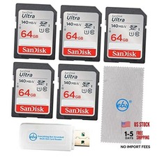 SanDisk 64GB SD Card 5 Pack SD Ultra UHS-I Class 10 SDSDUNB-064G-GN6IN 