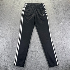 Adidas T10 Climalite Sweatpant Women M Black Polyester Track Striped Performance