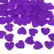 60Pcs Glitter Foam Stickers 1" Self-Adhesive Heart-Shape Stickers Purple