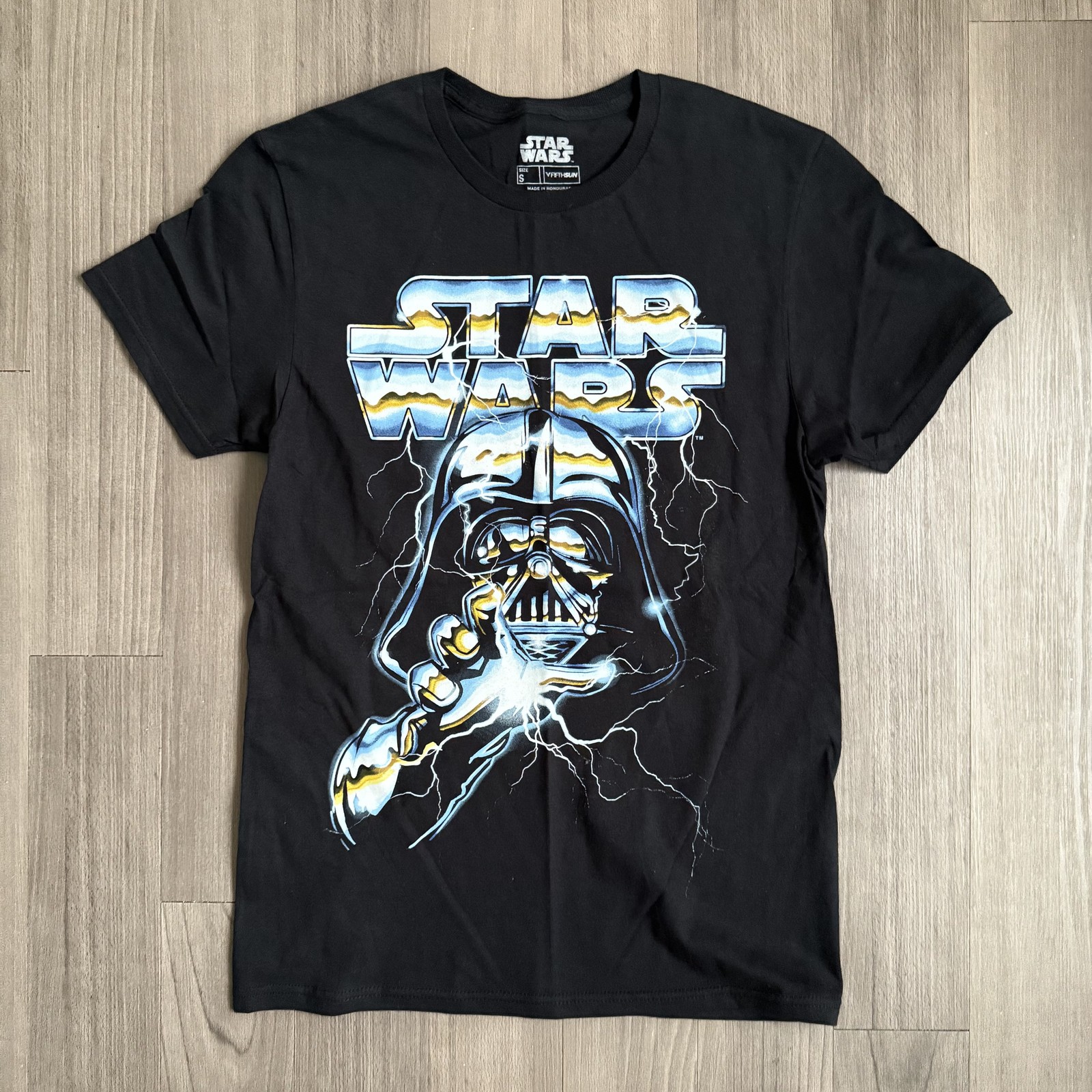 Star Wars Shirt Mens Small Black Darth Vader Graphic Lightning Tee Fifth Sun