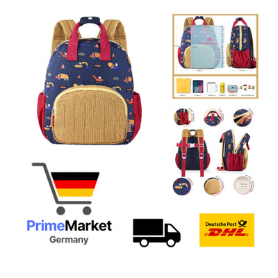 Kinderrucksack Jungs 2-4 Jahre Kindergarten Mini Rucksack Verstellbar Bagger Lkw