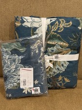 POTTERY BARN DAHLIA BLUE Floral FULL QUEEN Duvet Cover STD PILLOW SHAM NWOT