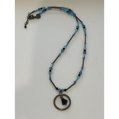 Emily Ray Beaded Necklace Sterling Silver Blue Faceted Glass Beads