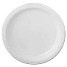 Huhtamaki 81209 Heavyweight Plastic Dinnerware, Plates, 9" Dia, White, 125/pack,