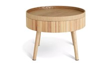 Habitat Agnes Round Storage Coffee Table Oak Wood Effect Ribbed Scandi