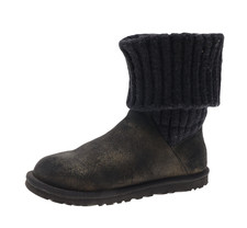 UGG D1106 Womens Black Metallic Suede Cambridge Boots Size 6 M