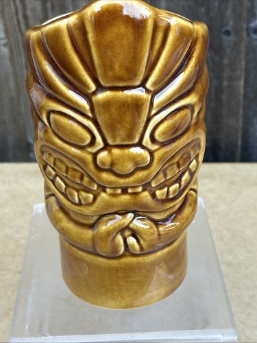Paar große Tiki Keramik Cocktail Tassen Retro Tiki Hausbar Pflanzenvasen. - Bild 7 von 12