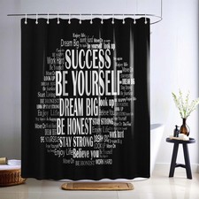 Black and White Inspirational Shower Curtain Teen Motivational Shower Curtain...
