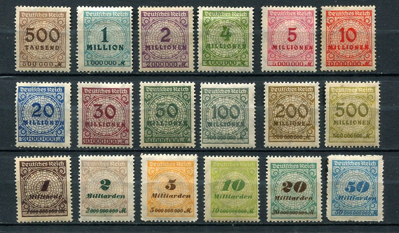 German Reich : Infla set - Michel 313 - 330 from 1923 - mint