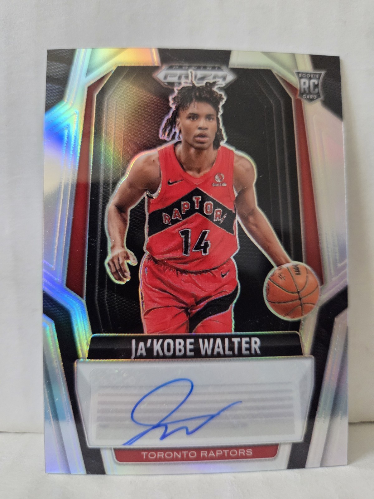 Ja'Kobe Walter 2024-25 Panini Prizm Black Silver Rookie Signatures Auto Raptors