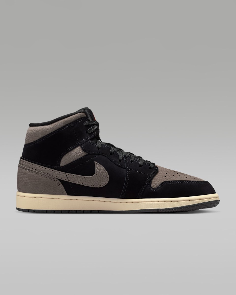 Nike Air Jordan 1 Mid SE Shoes Black Olive Gray IB7110-002 Men's