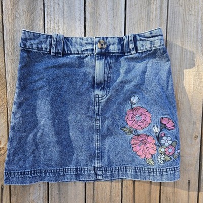Francesca's Blue Rain Denim Skirt Embroidered Mini Size XS Y2K 90s Retro NWT