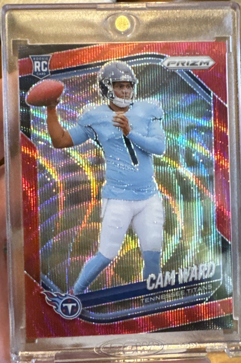 2025 Panini Prizm Cam Ward Rookie Red Wave Prizm #352/149 Tennessee Titans