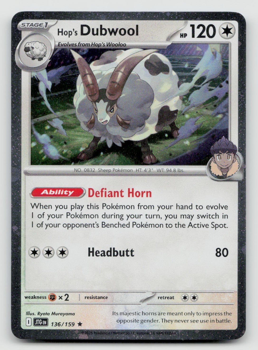 Pokemon TCG  Dubwool 135/159 Rare Holo Card