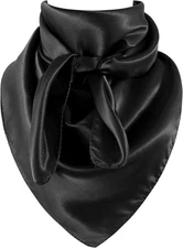 GERINLY Solid Color Wild Rag, Pure Cowboy Bandanas 35 Inch, Bolo Scarf Black 