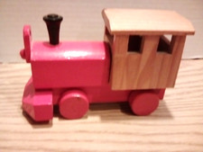 Wooden Handmade 6in. Train Engine Rail Road Locomotive Working Wheels.