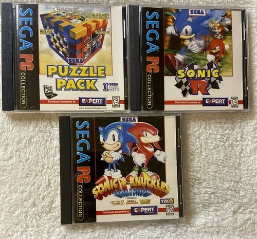 Sega PC Collection Sonic R Sonic & Knuckles Sega Puzzle Pack CD ROM Lot Of 3 Vtg