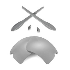 Walleva Titanium Polarized Lenses  Gray Rubber Kit For Oakley Flak 2.0 XL