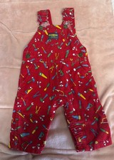 Vintage OshKosh B'Gosh Bib Overalls Red Corduroy Toolbox Tools USA Made 18 Month