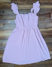 SHEIN Pink Open Back Tie Strap Mini Dress Womens Medium Ruched A-Line Summer