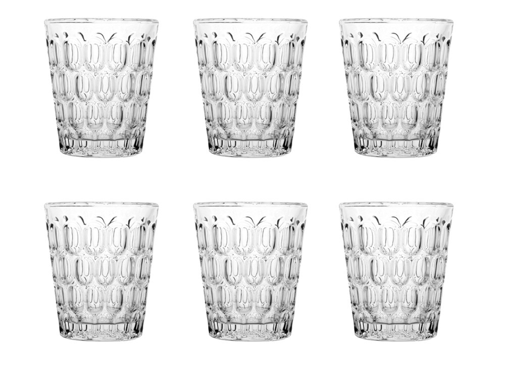 Set Of 6 H&H Blow Glass Transparent Glasses 32 Cl