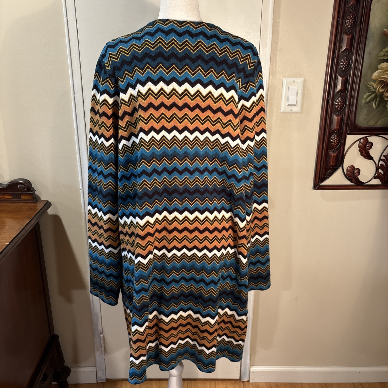 Forever 21 Multicolored Zigzag Pattern Open Cardi… - image 4