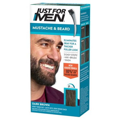 Just For Men Mustache & Beard multiple uses Beard Dye for Men with Brush Incl...