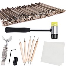 Leather Stamping Tools Kit,Leather Different Shape Saddle Making Stamp Silver