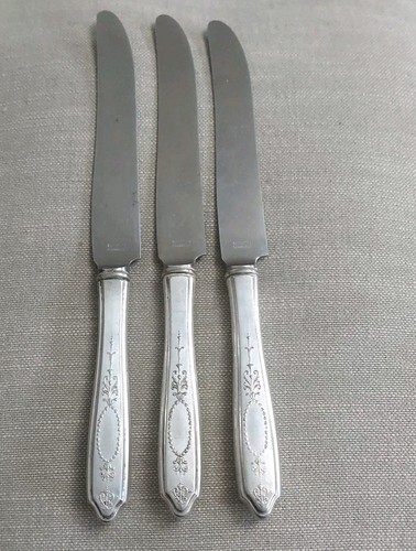 Vintage ROGERS & BRO SILVER PLATE - INSICO Dinner Knives Set Of 3 - Picture 6 of 6