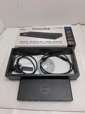 VisionTek VT4000 Dual Display 4K Docking Station 901005. No Power Cord. 